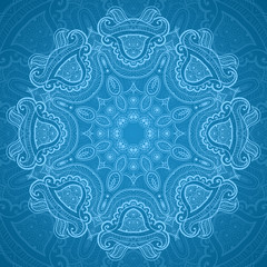 Ornamental round blue lace pattern_1