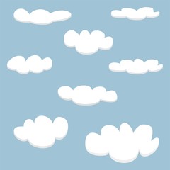 Fototapeta premium White vector clouds on blue sky background set