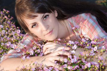 Portrait of girl in flowers