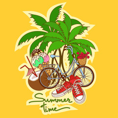 Summer background with isolated icons