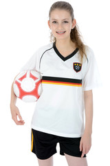 Freundliche Jugendliche im Fußball-Dress