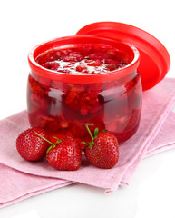Home made berry jam isolated on white