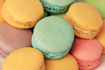 Gentle macaroons close-up background