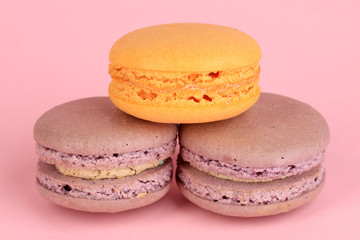 Macaroons on pink background