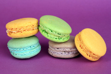 Macaroons on purple background