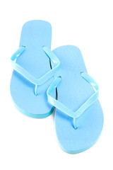 blue beach flip flop shoes isolated on white