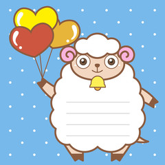 cute sheep of scrapbook background