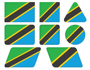 set of buttons with flag of Tanzania