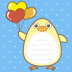 cute duck of scrapbook background