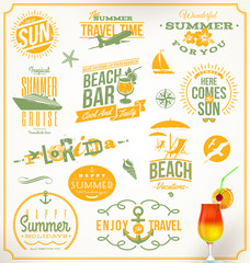 Vector set of travel and vacation emblems and symbols