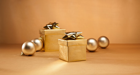 Gold bauble and present