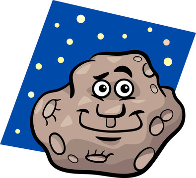 Funny Asteroid Cartoon Illustration