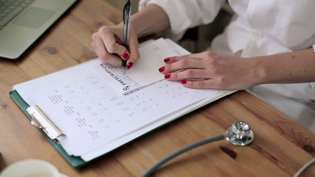 Female Doctor Writing Rx Prescription