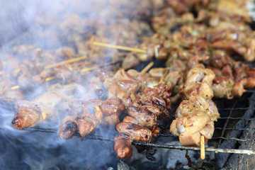 Grilling chicken with smoked