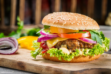 Closeup of burger made ​​from vegetables