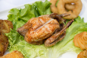 Quaglia arrosto e contorno -  Roast quail