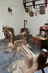 Ancient tools in a room from a farm house