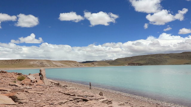 View of Laguna Celeste (Blue lagoon), Bolivia