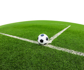 soccer ball on green grass field isolated