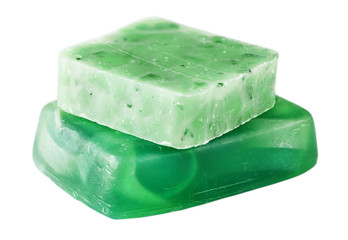 Green handmade soap isolated