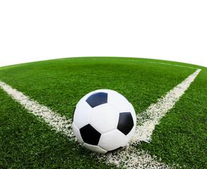 Fototapeta na wymiar soccer ball on green grass field isolated