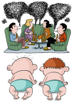 Babies watch their alcoholic parents