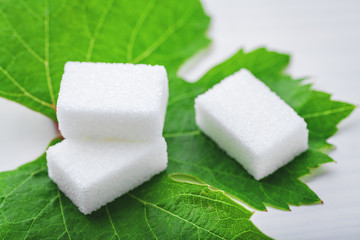 sugar cube on leaf