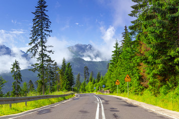 Empty road in Tatra mountains, Poland