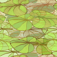 Seamless elegant floral pattern with lotus leaves