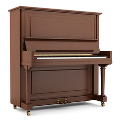 Fototapeta na wymiar brown piano isolated on white background