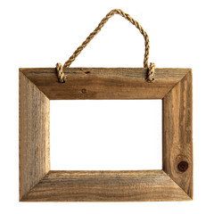 Rough Grain Wooden Picture Frame - Isolated.