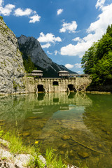 Fototapeta na wymiar Landscape with mountains and river Salza - Styria, Austria.