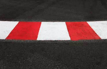 Rolgordijnen Texture of race asphalt and curb on Grand Prix circuit © stevanzz