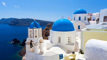 Fototapeta premium Blue Dome Churches Oia Santorini
