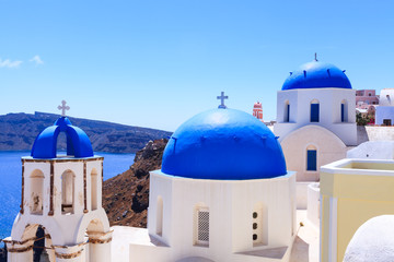 Obraz premium Blue Dome Churches Oia Santorini