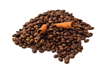 Coffee beans and cinnamon sticks