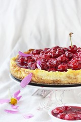 cheesecake with cherry sause