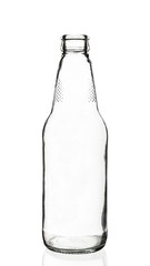 Empty glass bottle isolated on white background
