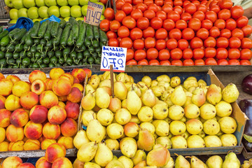 Piles of fruits seen at a market