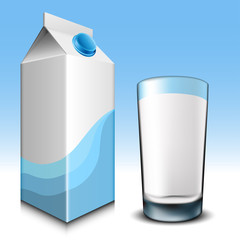 Milk carton with glass