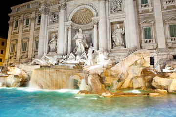 Italy. Rome. Fountain of Trevi at night..