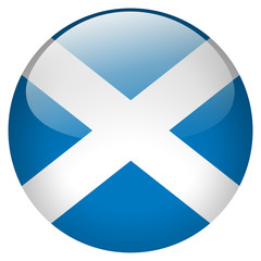 scotland flag realistic gel round button isolated on white