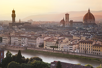 Fototapety  Panoramę Florencji o wschodzie słońca, Włochy