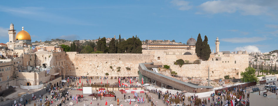 Temple Mount in Jerusalem with Dome of the Rock and Wailing Wall