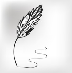 Feather calligraphic pen vector background