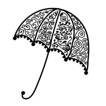 Ornate umbrella design, black silhouette