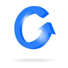 3d circular blue arrow or recycling and bright
