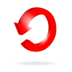 3d circular red arrow or recycling and bright