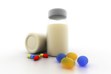 medicine bottles and pills