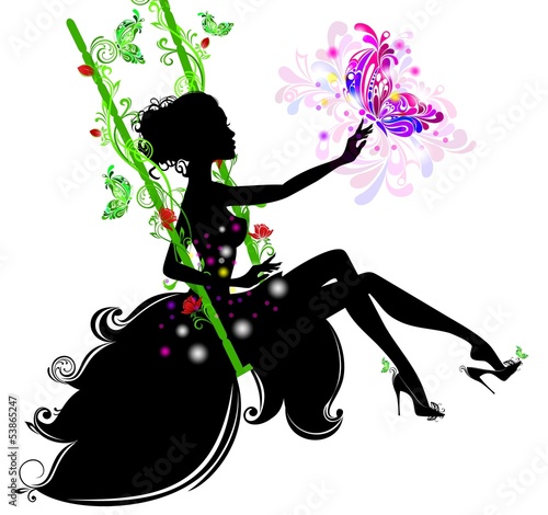 "Девушка в узорах на качелях" Stock image and royalty-free vector files ...